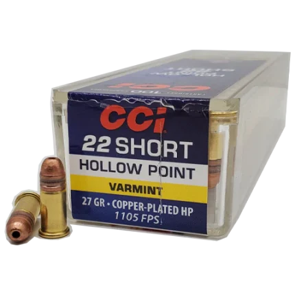 CCI Ammunition 22 Short 27 Grain Copper-Plated Hollow Point Box of 100