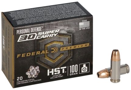 Federal Premium Personal Defense Punch Ammunition 30 Super Carry 103 Grain HST Jacketed Hollow Point Box of 20