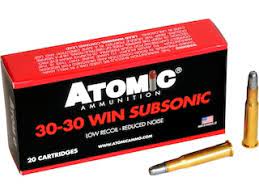 Atomic Ammunition 30-30 Winchester Subsonic 165 Grain Lead Round Nose Flat Point Box of 20